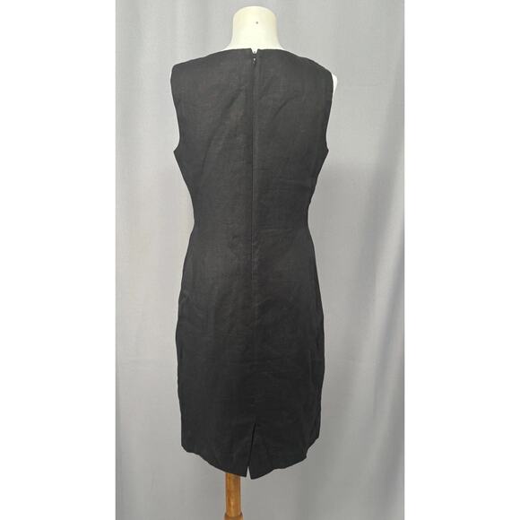 Talbots Dress 6P Black Pure Irish Linen Sheath Sleeveless Lined LBD Whimsygoth - Picture 4 of 10
